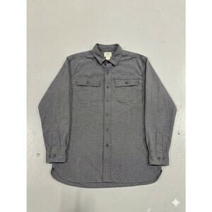 L.L. Bean Chamois Shirt Mens Large Grey Heavyweight Flannel Traditional Outdoor